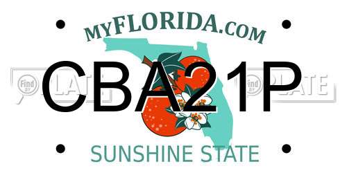 CBA21P Florida License Plate