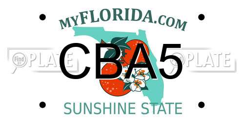CBA5 Florida License Plate