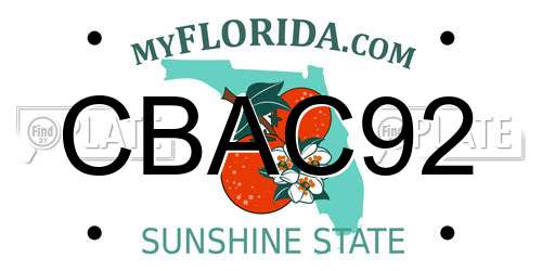 CBAC92 Florida License Plate