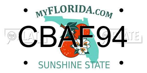 CBAF94 Florida License Plate