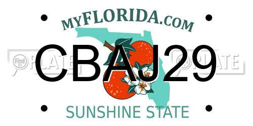 CBAJ29 Florida License Plate