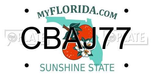 CBAJ77 Florida License Plate