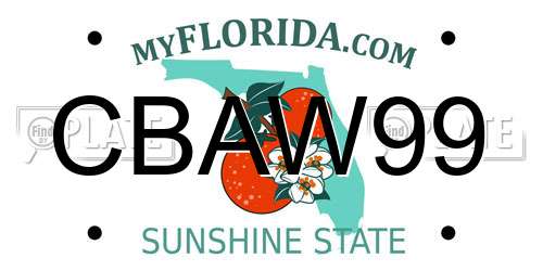 CBAW99 Florida License Plate