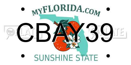 CBAY39 Florida License Plate