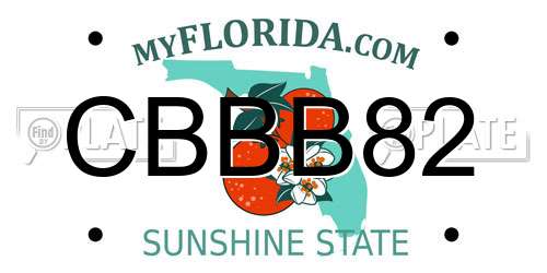 CBBB82 Florida License Plate