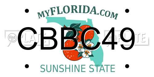 CBBC49 Florida License Plate