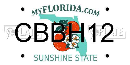 CBBH12 Florida License Plate
