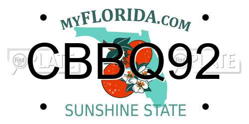 CBBQ92 Florida License Plate