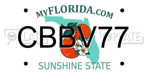 CBBV77 Florida License Plate