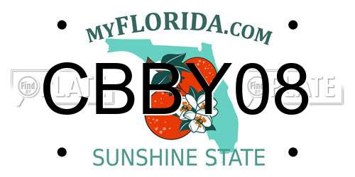 CBBY08 Florida License Plate