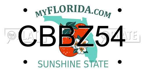 CBBZ54 Florida License Plate