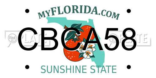 CBCA58 Florida License Plate