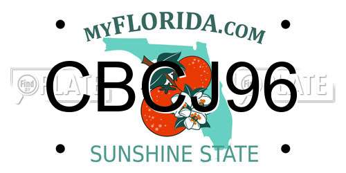 CBCJ96 Florida License Plate