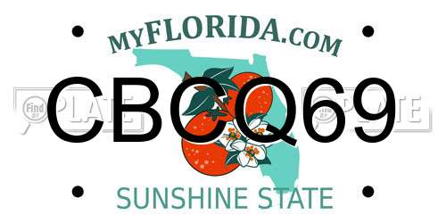 CBCQ69 Florida License Plate