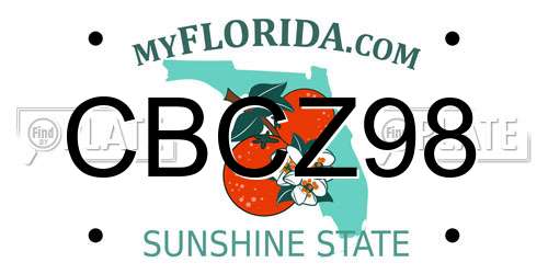 CBCZ98 Florida License Plate