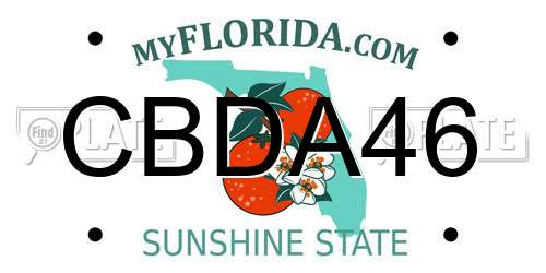 CBDA46 Florida License Plate