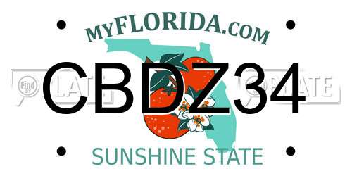 CBDZ34 Florida License Plate