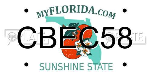 CBEC58 Florida License Plate