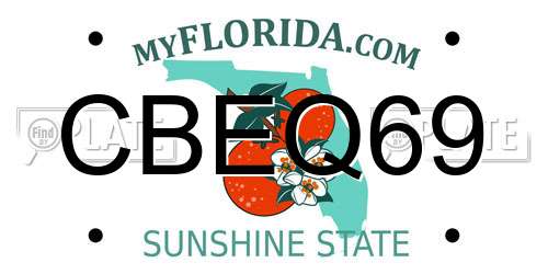CBEQ69 Florida License Plate
