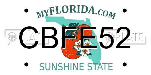 CBFE52 Florida License Plate
