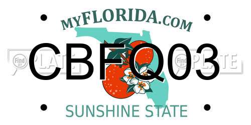 CBFQ03 Florida License Plate