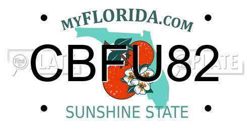 CBFU82 Florida License Plate