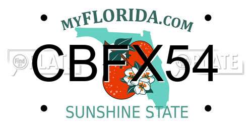 CBFX54 Florida License Plate