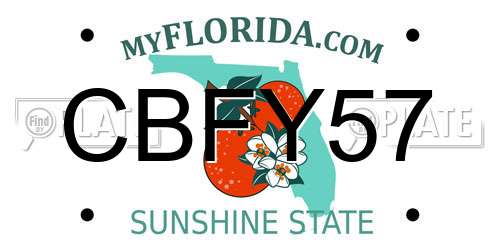 CBFY57 Florida License Plate