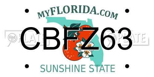 CBFZ63 Florida License Plate
