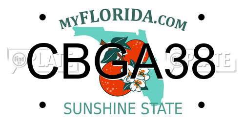CBGA38 Florida License Plate