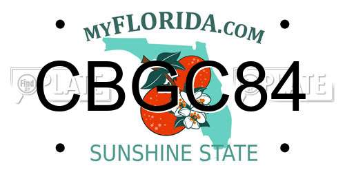 CBGC84 Florida License Plate