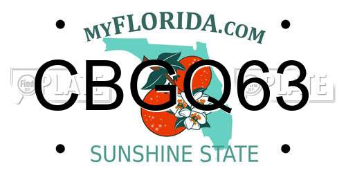 CBGQ63 Florida License Plate
