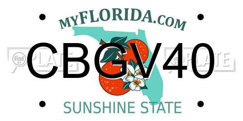CBGV40 Florida License Plate