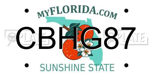 CBHG87 Florida License Plate