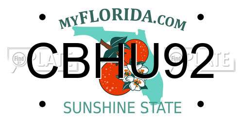 CBHU92 Florida License Plate