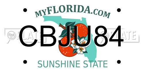 CBJU84 Florida License Plate