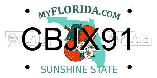CBJX91 Florida License Plate