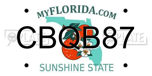 CBQB87 Florida License Plate