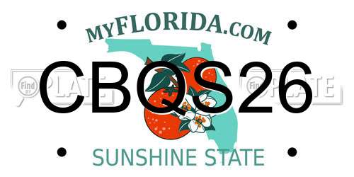 CBQS26 Florida License Plate