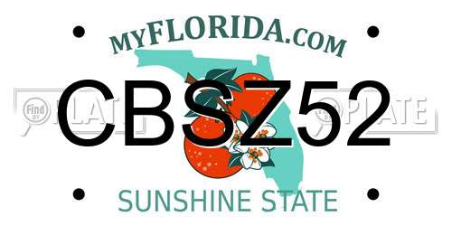 CBSZ52 Florida License Plate