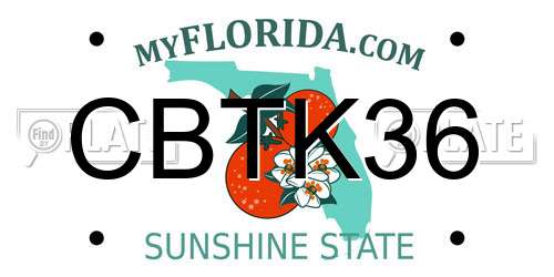 CBTK36 Florida License Plate
