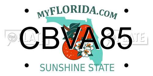 CBVA85 Florida License Plate