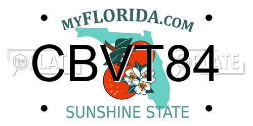 CBVT84 Florida License Plate