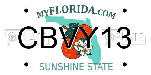 CBVY13 Florida License Plate