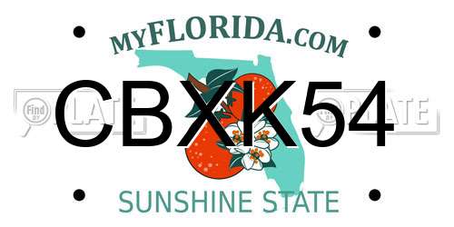 CBXK54 Florida License Plate