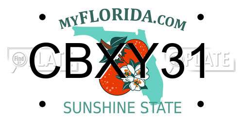 CBXY31 Florida License Plate