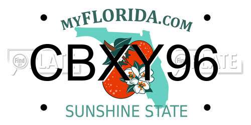 CBXY96 Florida License Plate