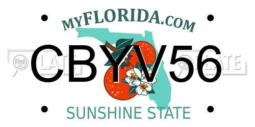 CBYV56 Florida License Plate