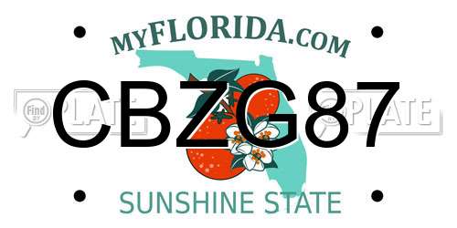CBZG87 Florida License Plate