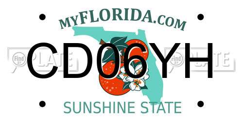CD06YH Florida License Plate